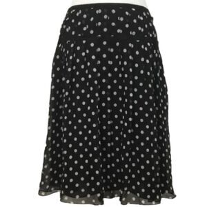 Lauren Ralph Lauren Black & White Silk Polka Dot Flowy Skirt